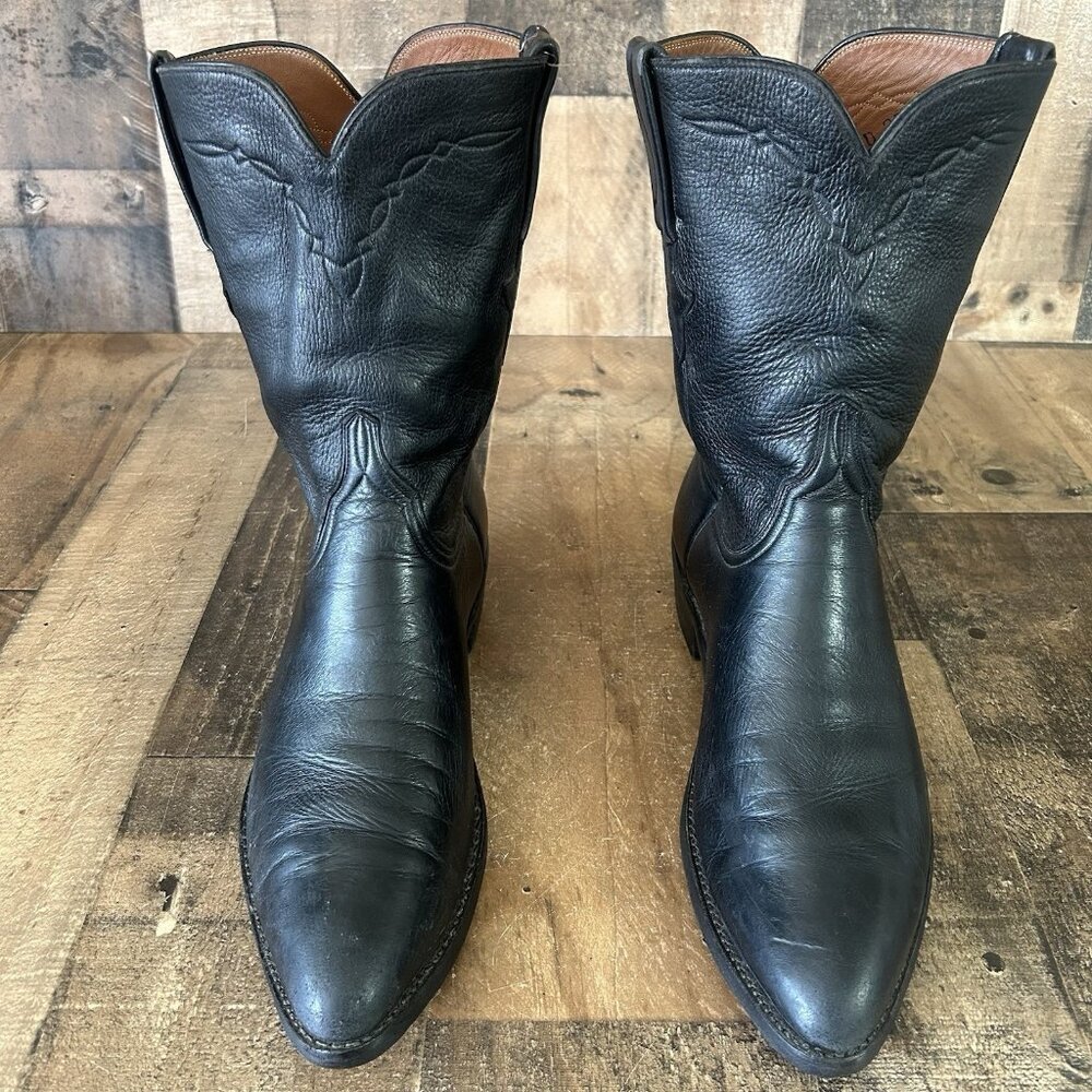 Lucchese Classics L818128 Soft Leather Black Western Cowboy Boots Mens 10.5 D